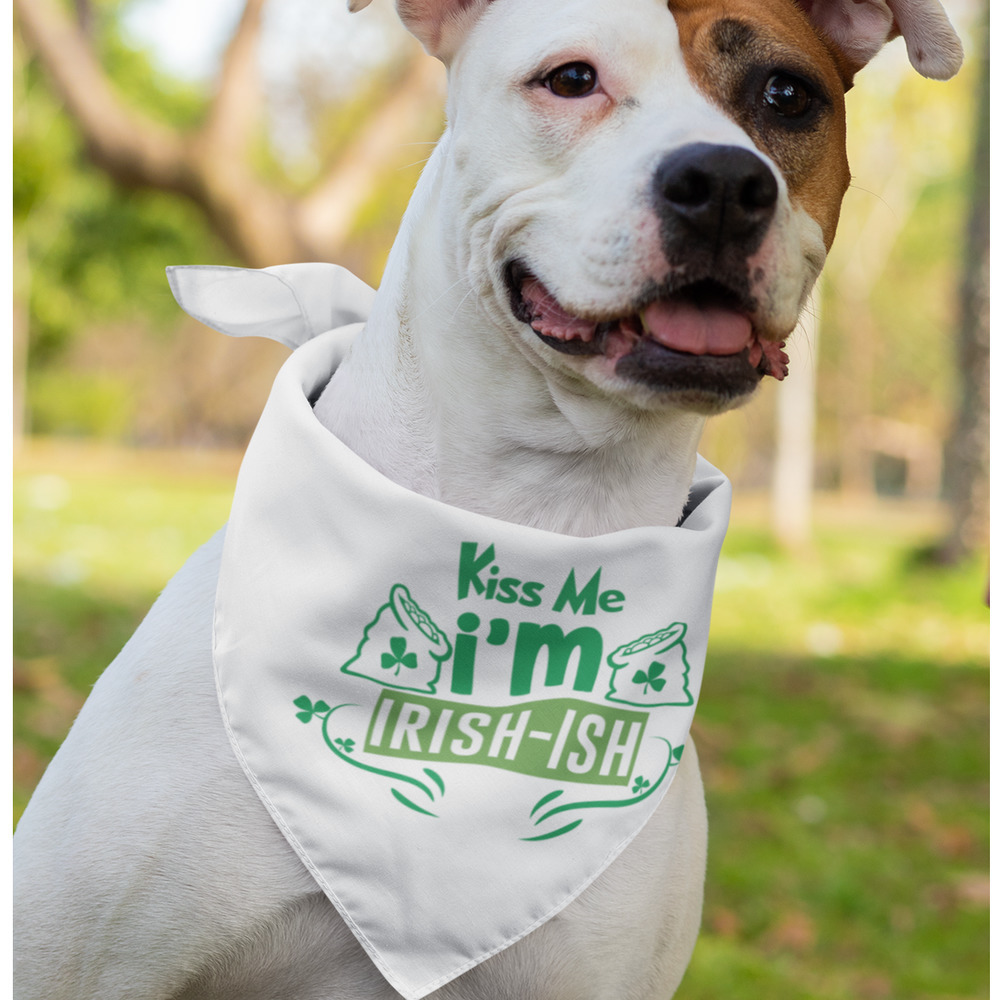 KISS Me I'm Isish-ish White Custom‎ Handmade Pet Bandana